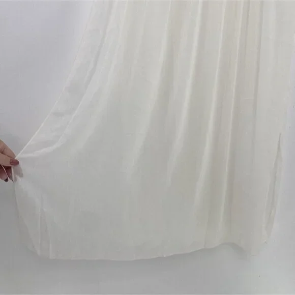 Nicolette Ivory Lace Sheer Bodice Dress Size L Slits Flowy, Fairycore, Flaw - Picture 8 of 13